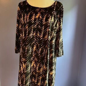 Wide Scoop Neck Geometric Swing Dress Size 1X